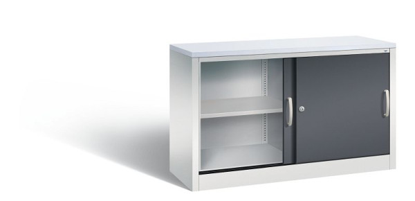 C+P Sideboard mit Schiebetüren Acurado, H720xB1200xT400mm, Farbe: Lichtgrau / Schwarzgrau, Bügelgriff, 2 OH, 5723-00 S10375