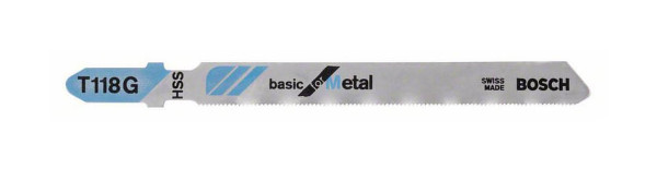 Bosch Stichsägeblatt T 118 G Basic for Metal, 3er-Pack, VE: 10 Stück, 2608631674