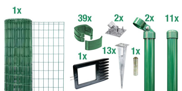 Alberts Fix-Clip Pro® als Zaun-Komplettset, mit Einschlagbodenhülse, Höhe: 120 cm, L: 25 m, grün, 633578