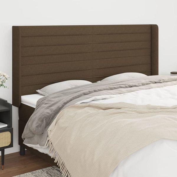 vidaXL Kopfteil mit Ohren Dunkelbraun 183x16x118/128 cm Stoff, 3119737