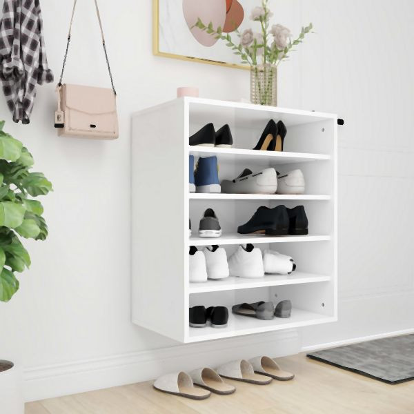 vidaXL Schuhschrank Hochglanz-Weiß 60x35x70 cm Holzwerkstoff, 808942