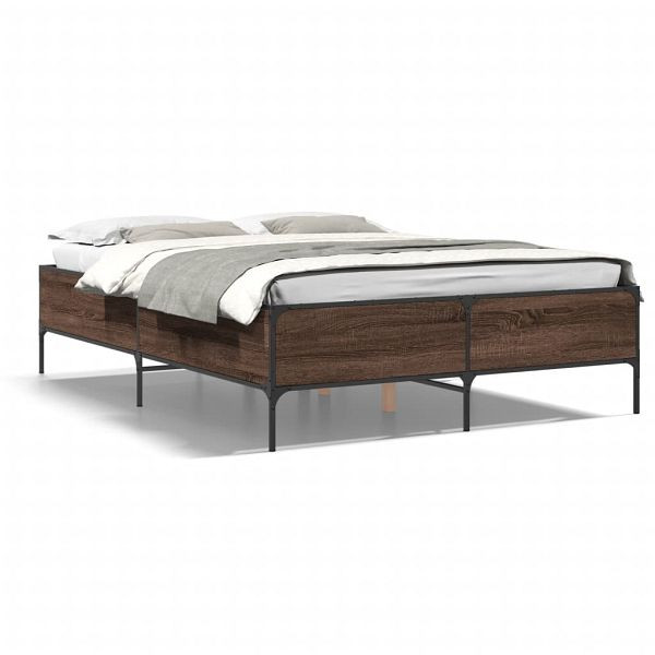 vidaXL Bettgestell Braun Eichen-Optik 140x190 cm Holzwerkstoff Metall, 3279811
