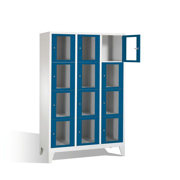 C+P Schließfachschrank Classic, H1850xB1200xT500mm, Farbe: Lichtgrau / Enzianblau, 8010A324 S10002