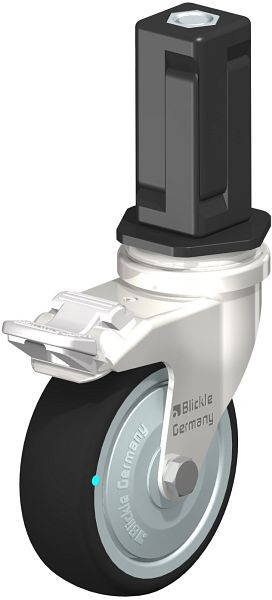 Blickle LRXA-PATH 75KD-FI-FK-EXV04 Edelstahl-Apparate-Lenkrolle mit Expander & Feststeller, Thermoplastisches Polyurethan, Grau, 853373