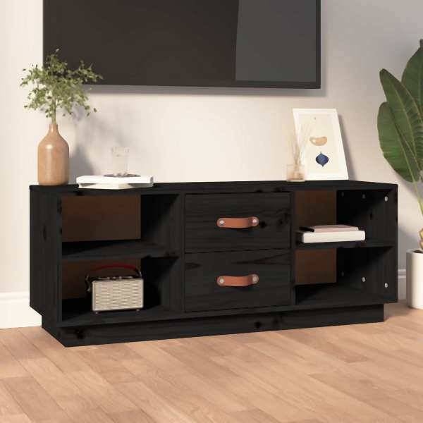 vidaXL TV-Schrank Schwarz 100x34x40 cm Massivholz Kiefer, 818229