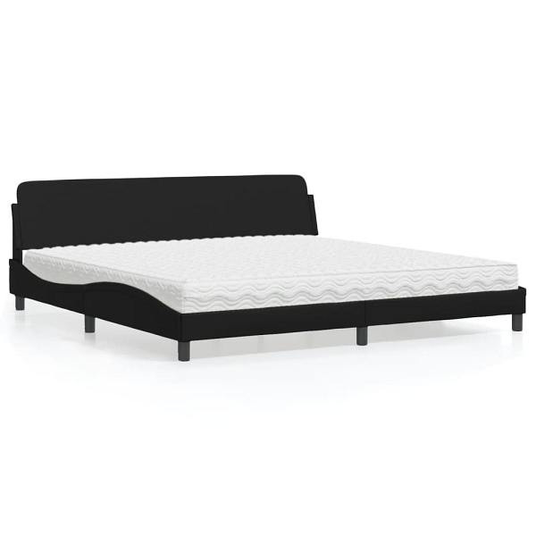 vidaXL Bett mit Matratze Schwarz 200x200 cm Kunstleder, 3208477