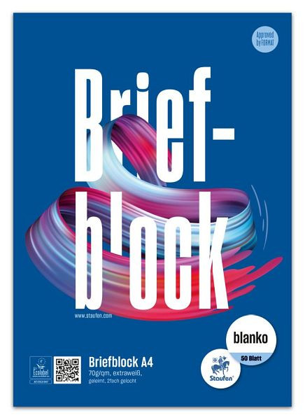 Ursus Style Briefblock - A4, 50 Blatt, 70 g/qm, blanko, 2-fach Lochung, 608743000