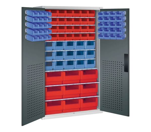 C+P Magazinschrank Serie 13, H1950xB1100xT535mm, 7035/7016, 92 Sichtlagerkästen, 130276-65 S10104