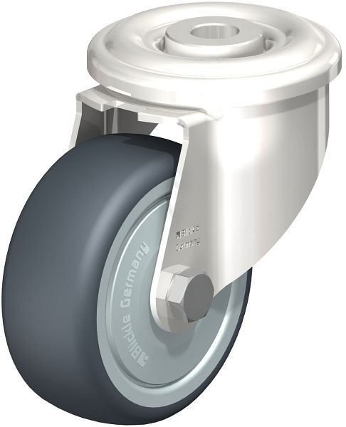 Blickle LEXR-TPA 80KD-FK Edelstahl-Lenkrolle mit Rückenloch, Thermoplastisches Gummi-Elastomer, Grau, 760872