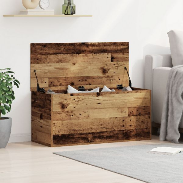 vidaXL Aufbewahrungsbox mit Deckel Alteiche 100x42x46 cm Ingenieurholz, 862291