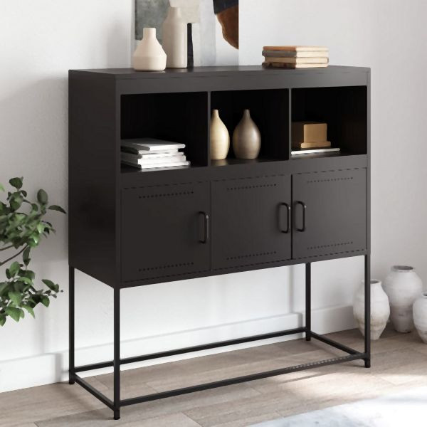 vidaXL Sideboard Schwarz 100,5x39x107 cm Stahl, stilvoll, 846590
