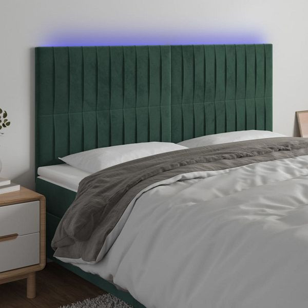 vidaXL LED Kopfteil Dunkelgrün 180x5x118/128 cm Samt, 3122725