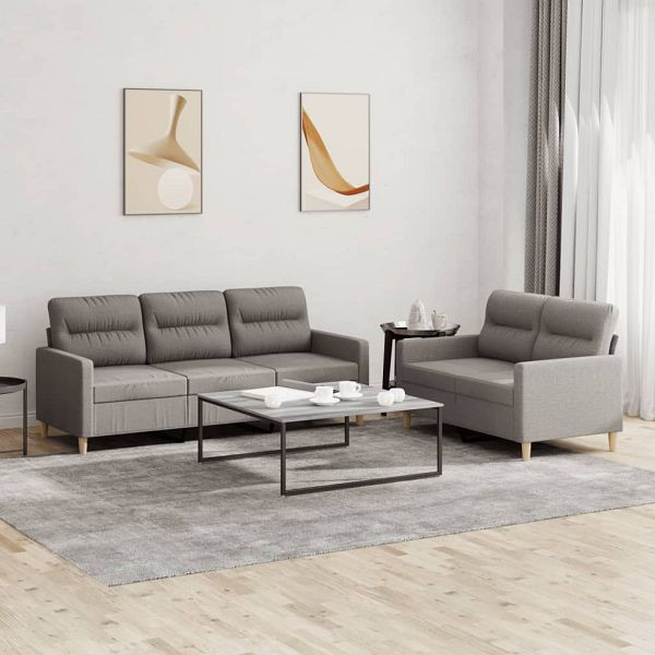 vidaXL 2-teilig Sofagarnitur mit Kissen Taupe Stoff, 3201607