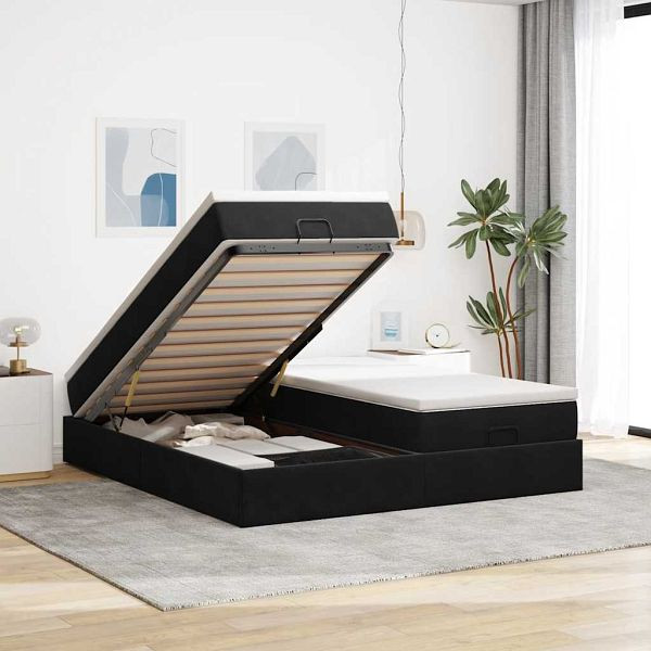 vidaXL Ottoman-Bett mit Matratzen Schwarz 160x200 cm Samt, 3311257