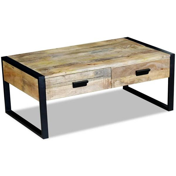 vidaXL Couchtisch mit 2 Schubladen Massivholz Mango 100x60x40 cm, 243297