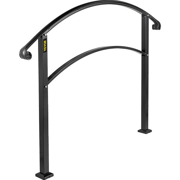 Kenosha Schmiedeeisen-Handlauf 91 Cm – Wandmontiert Für 2-3 Stufen – Innen & Außen, Schwarz