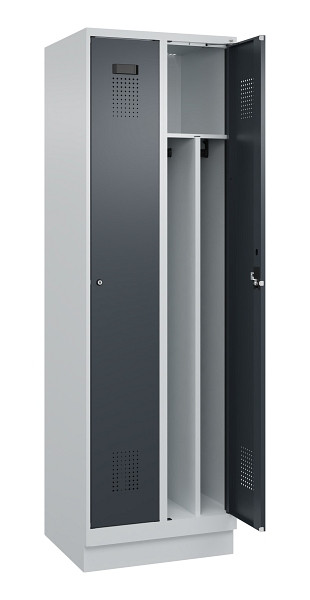 C+P Spind Evolo PLUS, mit Sockel, 2 Abteile, 1950x600x500mm, 7035/7016, Verschluss Zylinderschloss, 049020-20F S10039