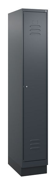 C+P Umkleidespind Classic PLUS mit Mitteltrennwand, Sockel, 1800x300x500mm, 7016/7016, Zylinderschloss, 0800207-10F S10027