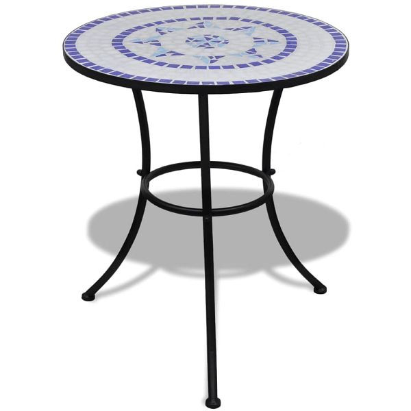 vidaXL Bistrotisch Blau und Weiß 60 cm Mosaik, 41530