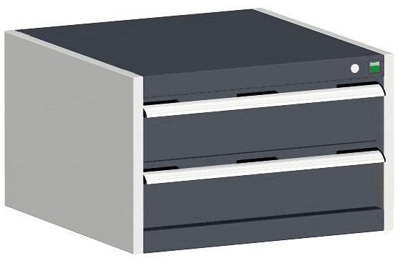 bott cubio Schubladenschrank bestückt mit 2 Schubladen BxTxH: 650 x 650 x 400 mm, RAL 7035/7016, 40019005.19V