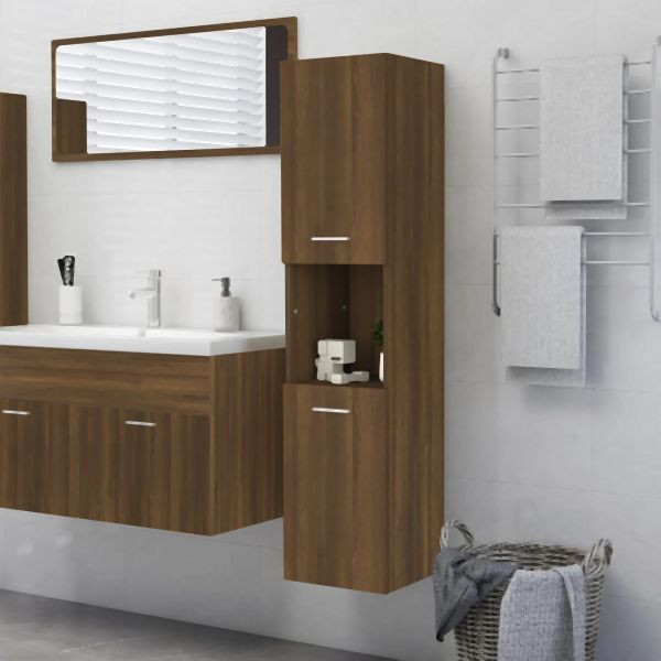 vidaXL Badezimmerschrank Braun Eichen-Optik 30x30x130 cm Holzwerkstoff, 815641