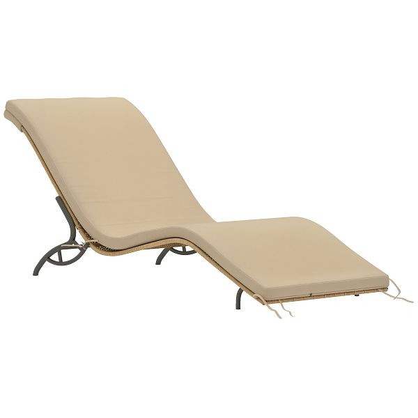Outsunny Sonnenliege Polyrattan Gartenliege mit Kissen, wetterfest Liege 120 kg belastbar 166 x 63 x 76 cm Beige, 862-080V00BG