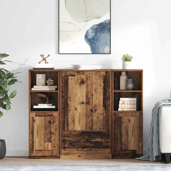 vidaXL Highboard mit Schubladen 3 pcs Altholz Holzwerkstoff, 3402674