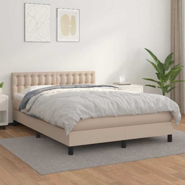 vidaXL Boxspringbett Matratze Cappuccino-Braun 140x200cm Kunstleder, 3141130