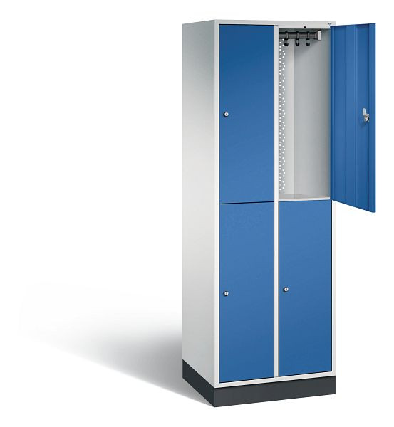 C+P Spind doppelstöckig Intro, H1950xB620xT490mm, Farbe: Lichtgrau / Enzianblau, 8270-201 S10023