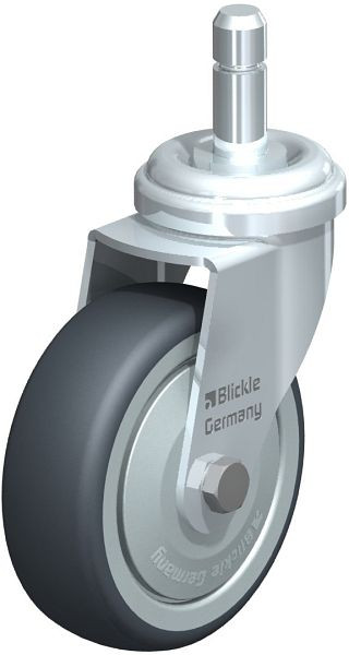 Blickle LRA-TPA 75K-FK-ES Apparate-Lenkrolle mit Einsteckstift, Thermoplastisches Gummi-Elastomer, Grau, 672337