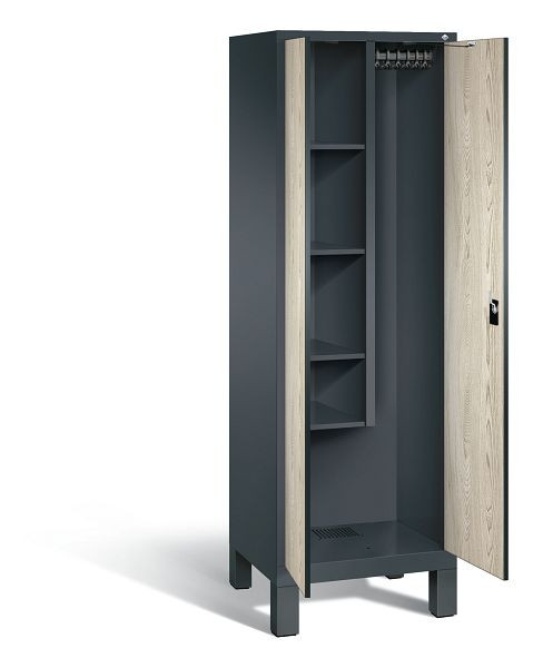C+P Putzmittel-Spind Evolo, H1850xB610xT500mm, Farbe: Anthrazitgrau / Dekor Sen-Esche, 48110-00 S10096
