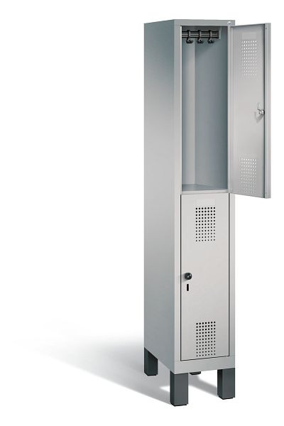 C+P Spind doppelstöckig Evolo, H1850xB320xT500mm, Farbe: Weißaluminium, 48310-10 S10105