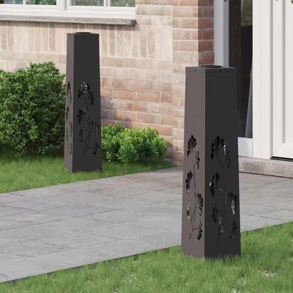 vidaXL Solar LED Weg Licht 2 pcs Schwarz Kalt gewalzter Stahl, 879758