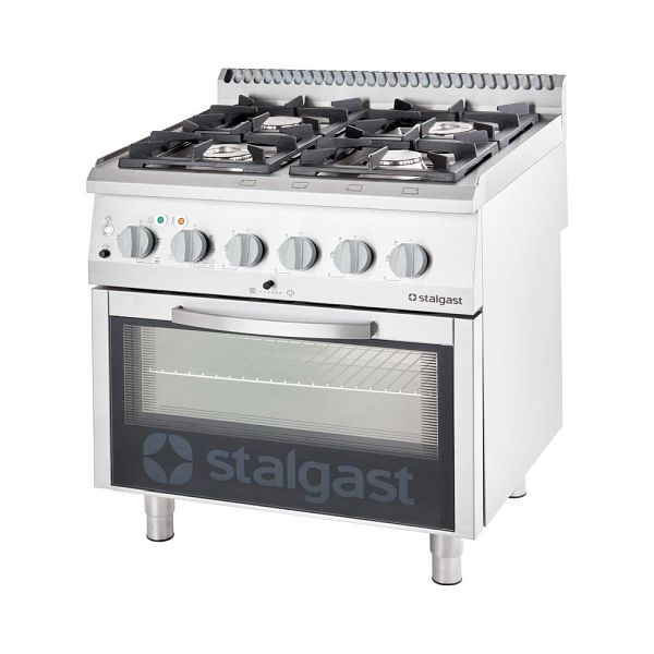 Stalgast Gasherd 4 Brenner mit Elektrobackofen (GN 2/1) Serie 700 ND - G20, 4-Brenner (3,5+2x5+7), SL33411SE