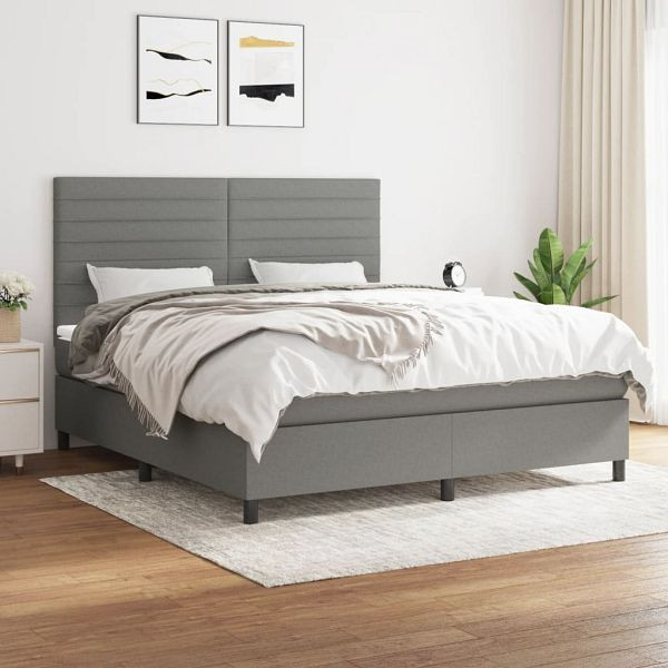 vidaXL Boxspringbett mit Matratze Dunkelgrau 160x200 cm Stoff, 3141866