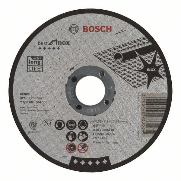Bosch Trennscheibe gerade Best for Inox A 30 V INOX BF, 125 mm, 2,5 mm, VE: 25 Stück, 2608603504