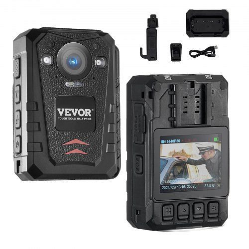 VEVOR 1440P Polizei Körperkamera 64G Body Cam 3500 mAh Akku Nachtsicht GPS, JYZFJLY1440PSQW5VV2