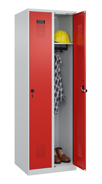 C+P Spind Evolo PLUS, 2 Abteile, 1850x600x500mm, 7035/3020, Verschluss Drehriegel, Ablageböden 2, 049000-20 S10005
