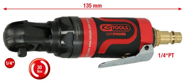 KS Tools 1/4" SlimPOWER Mini-Druckluft-Umschaltratsche 30Nm, 515.5505