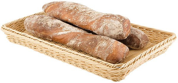 APS GN 1/1 Korb, 53 x 32,5 cm, Höhe: 10 cm, Polypropylen, hellbeige, mit Edelstahldraht im Rand, 40240