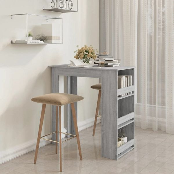 vidaXL Bartisch mit Regal Grau Sonoma 102x50x103,5cm Holzwerkstoff, 812967