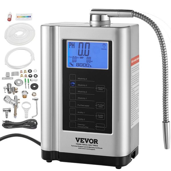 VEVOR Alkaline Säurewasser Maschine, 3,5-10,5 pH, 7 Modi Startseite Alkaline Wasser Filter, +500–550 mV, DJSJTS5B0000N66U0V2