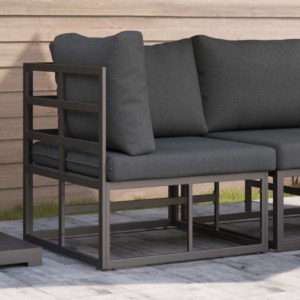 vidaXL Gartenmöbel mit Kissen mit Kissen Schwarz Aluminium, 42008022