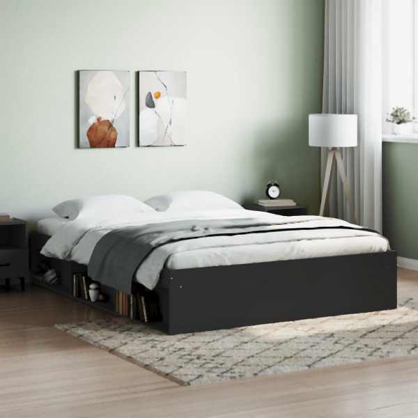 vidaXL Bettgestell Schwarz 150x200 cm, 3203867, 8721012158238