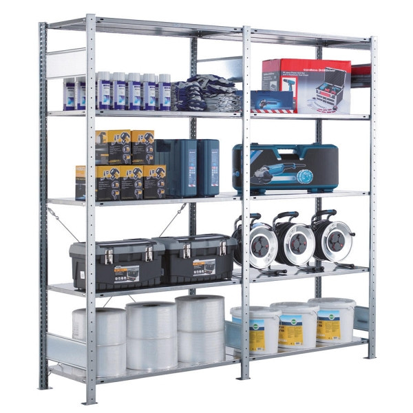 Deskin Steckregal ST 3000 Komplettangebot, 1 Grund- und 1 Anbauregal, H 2000 x B 2066 x T 336 mm, 239820