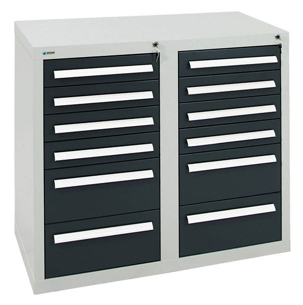 stumpf Schubladenschrank Serie T-100/35-2, RAL 7035/7016, 12 Schubladen (8x100, 4x200mm), 8152671