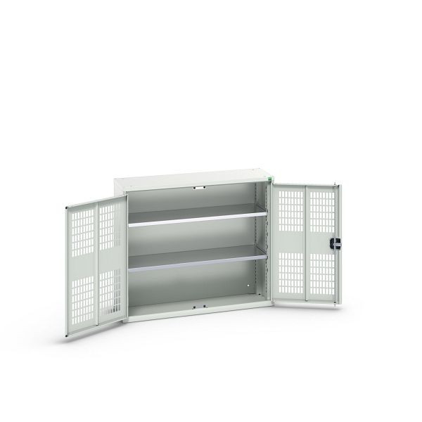 bott verso Flügeltürschrank mit Belüftung, mit 2 Fachböden, BxTxH: 1050 x 350 x 900 mm, Lichtgrau / Lichtgrau, 16926751.16
