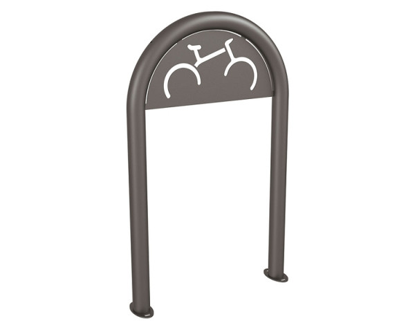 Procity Fahrradbügel in Büroklammerform Ø60 mm mit Fahrrad-Beschilderung - Auf Bodenplatten, Procity grau, 291053.GPRO