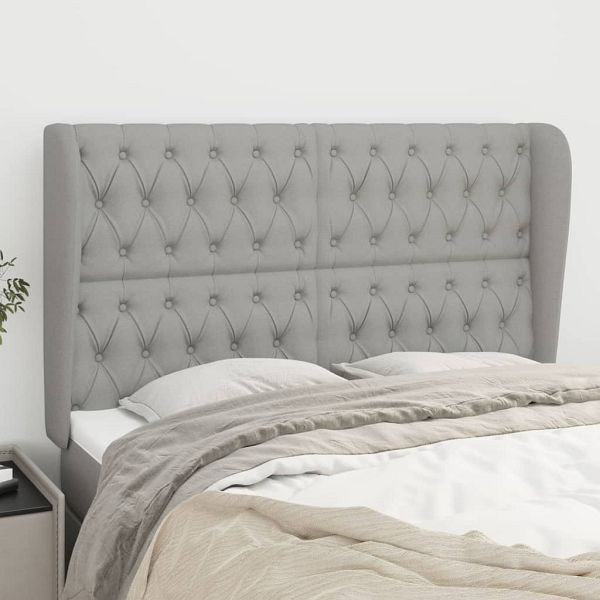 vidaXL Kopfteil mit Ohren Hellgrau 147x23x118/128 cm Stoff, 3118290