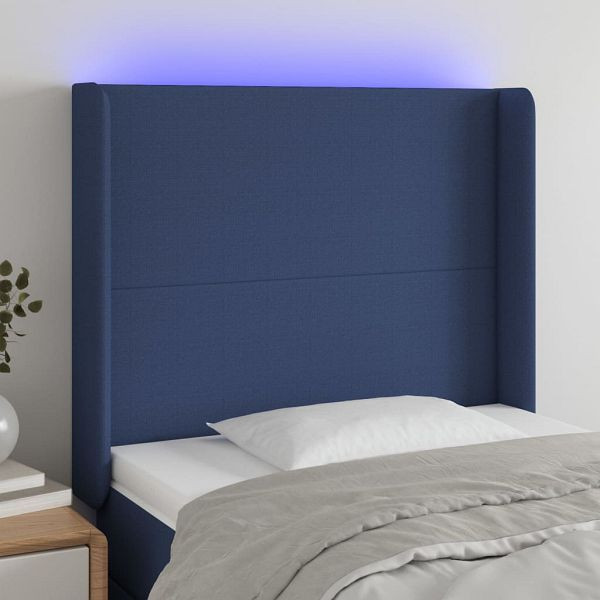 vidaXL LED Kopfteil Blau 103x16x118/128 cm Stoff, 3123764